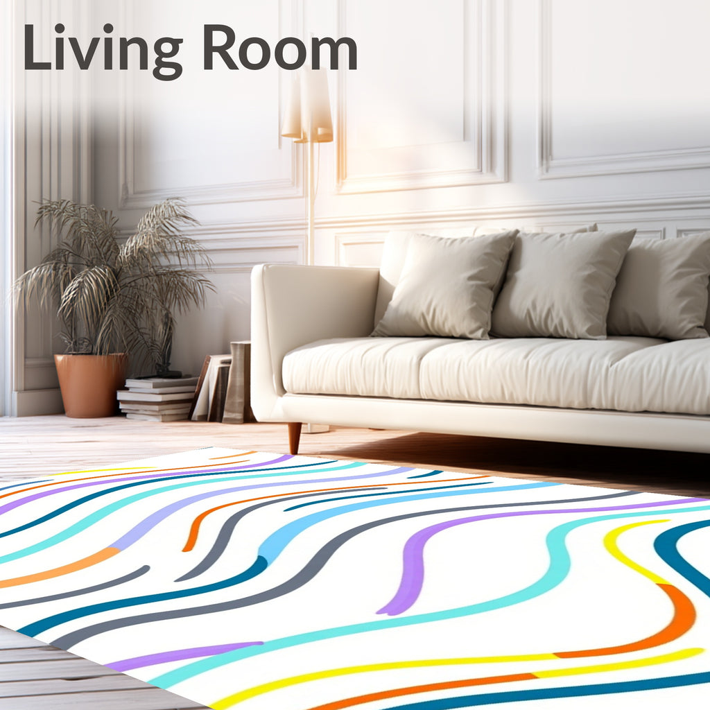 Color Wavy Lines Abstract Rug