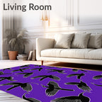 Abstract Purple Silhouette Bird Flock Rug