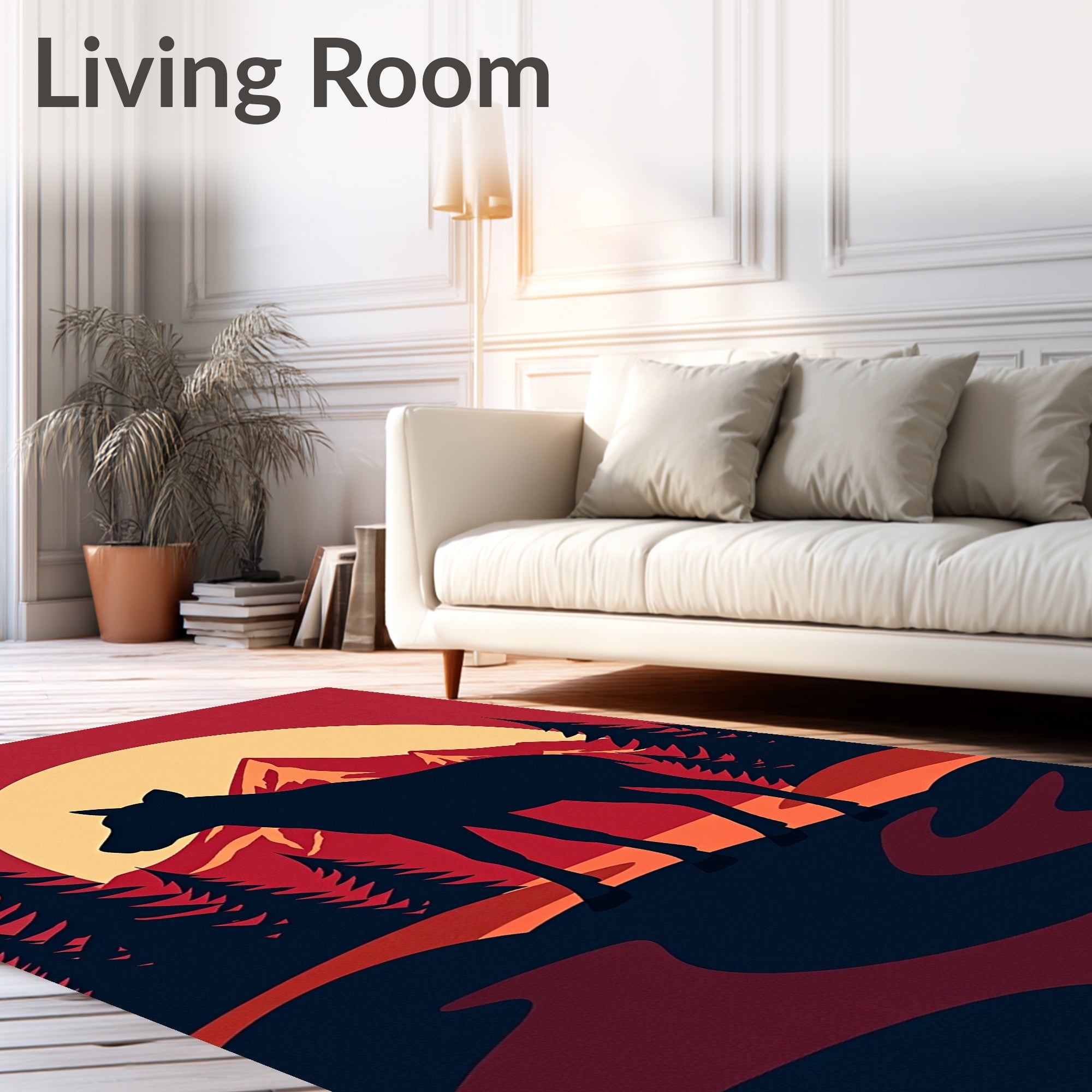 Red Sunset Moose Mountain Forest Rug