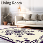 Deep Plum Floral Medallion Border Rug