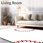 Crimson Stitch Circles White Background Rug