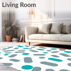 Aqua Gray Pill Shape Dots Rug