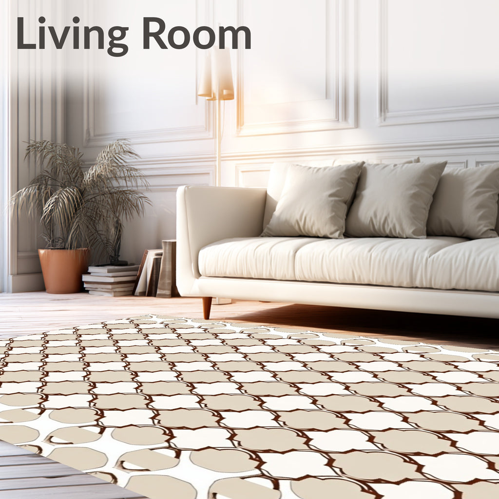 Elegant Tan Quatrefoil Lattice Rug