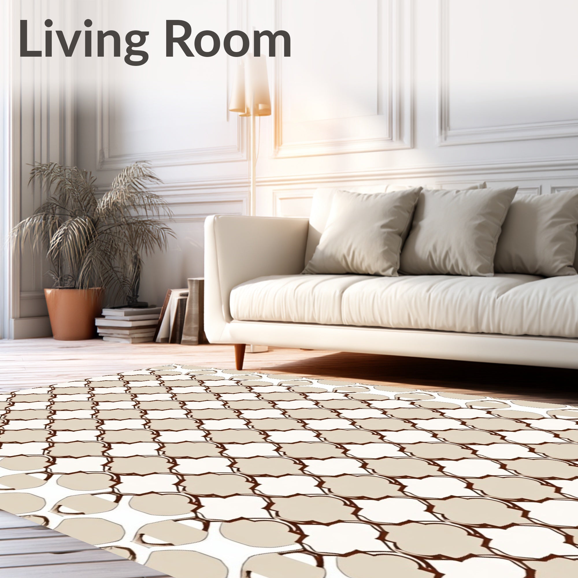 Elegant Tan Quatrefoil Lattice Rug