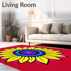 Vibrant Yellow Sunflower Radial Rug