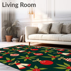 Red Green Festive Holiday Ornaments Rug