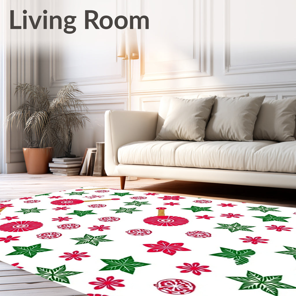Red Green Poinsettia Star Scatter Rug