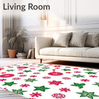 Red Green Poinsettia Star Scatter Rug