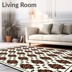 Black Orange Floral Symmetry Rug