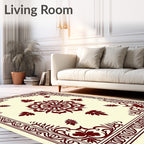 Crimson Ornate Floral Centerpiece Rug