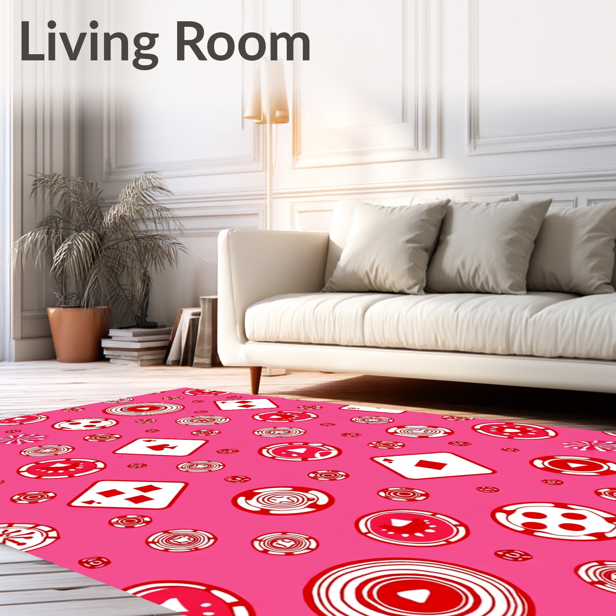 Red Diamond Spade Poker Chips Rug