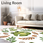 Whimsical Green Frog Autumn Foliage Rug