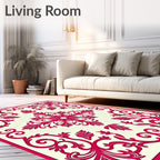 Vibrant Cherry Blossom Scroll Work Rug