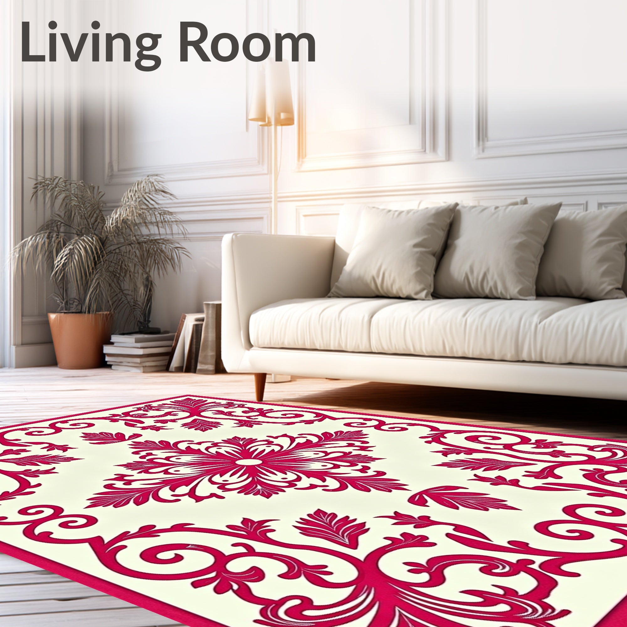 Vibrant Cherry Blossom Scroll Work Rug