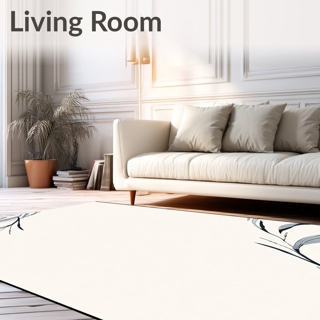 Ink Wash Willow Leaf Scroll Rug