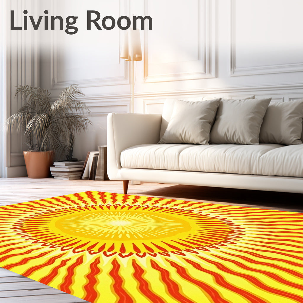 Radiant Burst Yellow Orange Rays Rug