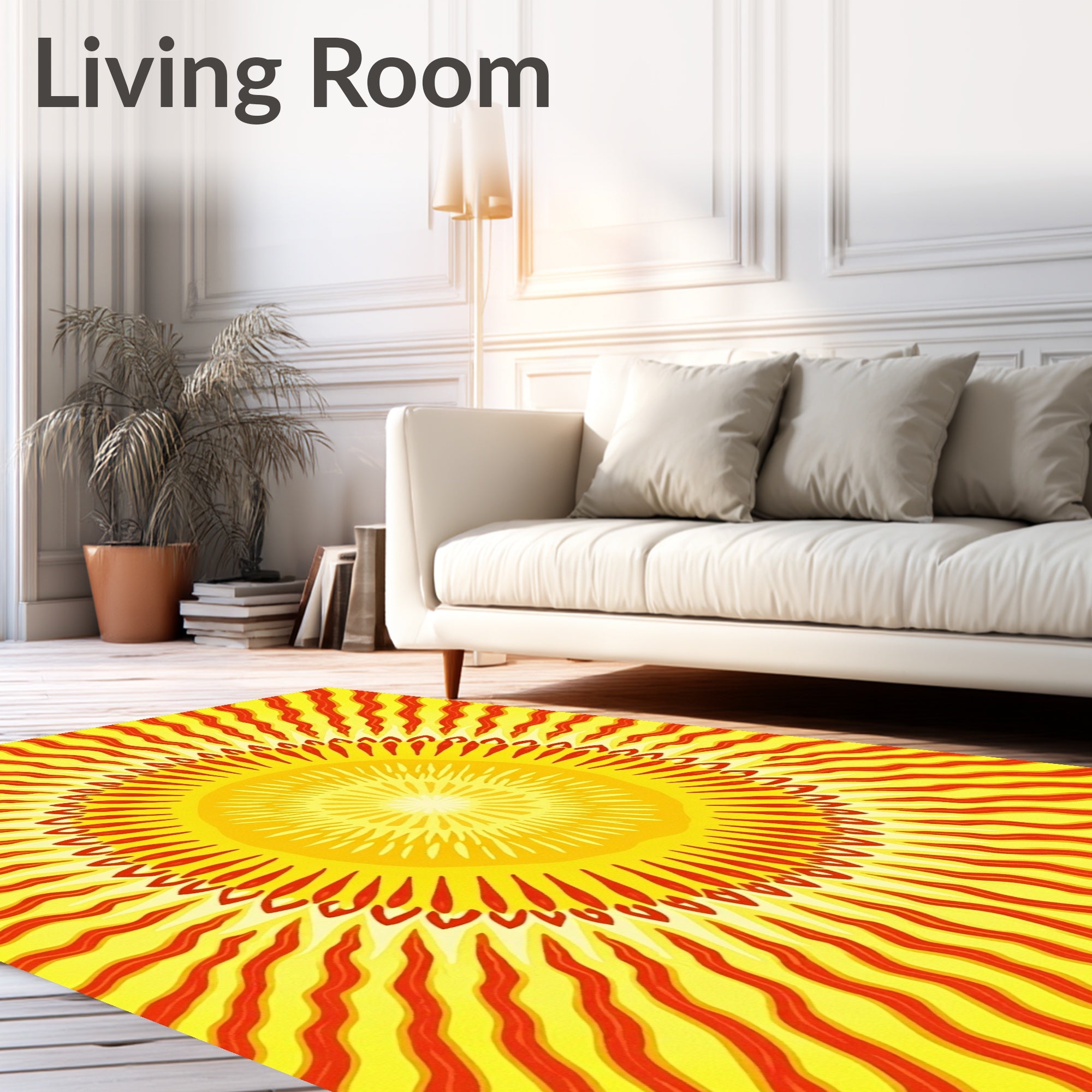 Radiant Burst Yellow Orange Rays Rug