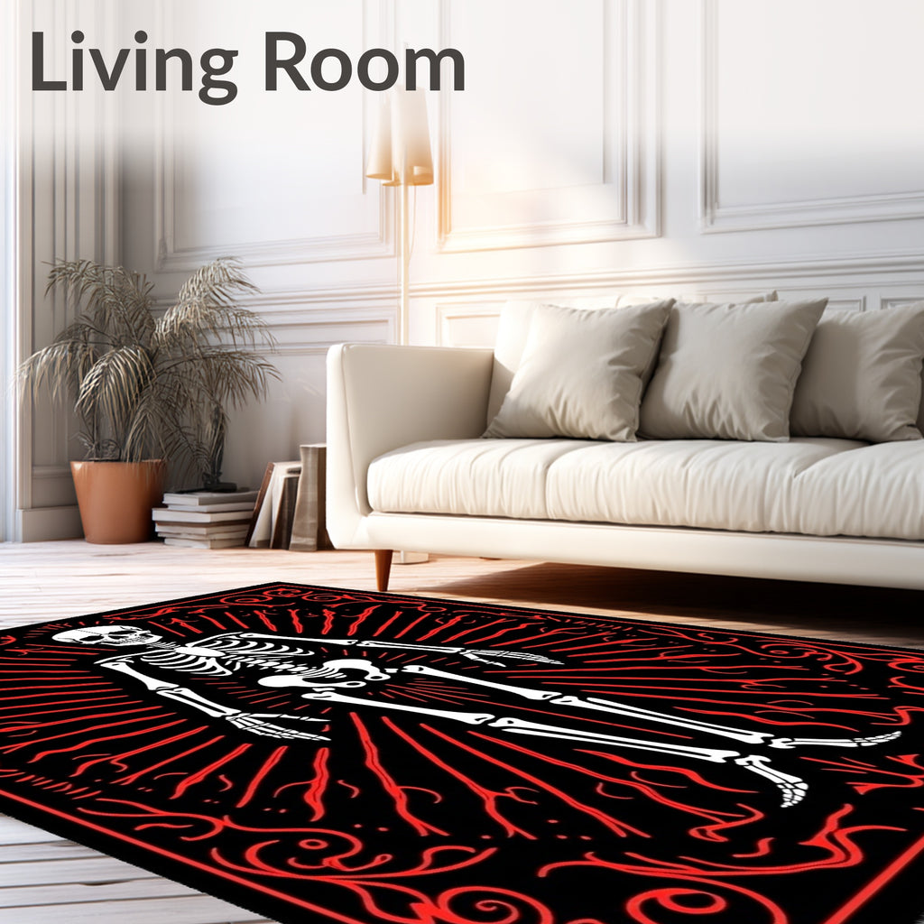 Bold Skeleton Red Rays Rug