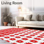 Bold Red Starburst Vertical Stripe Rug