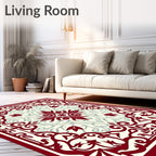 Crimson Cream Swirl Floral Medallion Rug