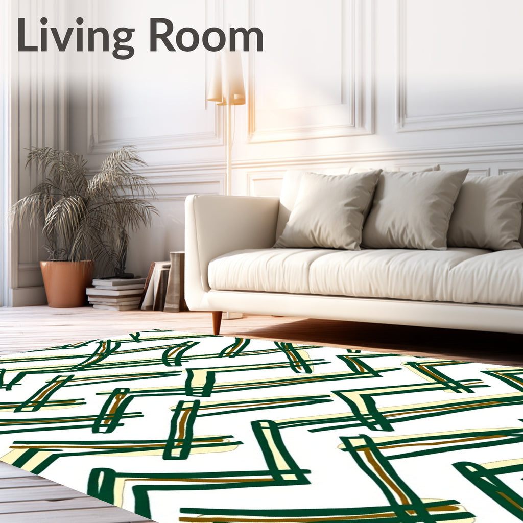 Hand Drawn Yellow Green Chevron Lines Rug