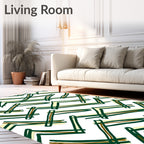 Hand Drawn Yellow Green Chevron Lines Rug