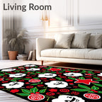 Whimsical Sheep Red Holly Stars Rug