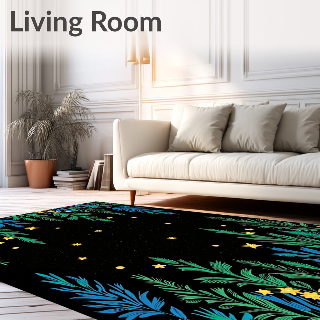 Enchanted Forest Starry Night Foliage Rug