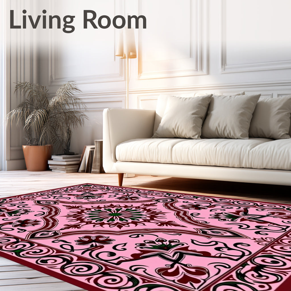 Crimson Vine Garden Blooms Rug