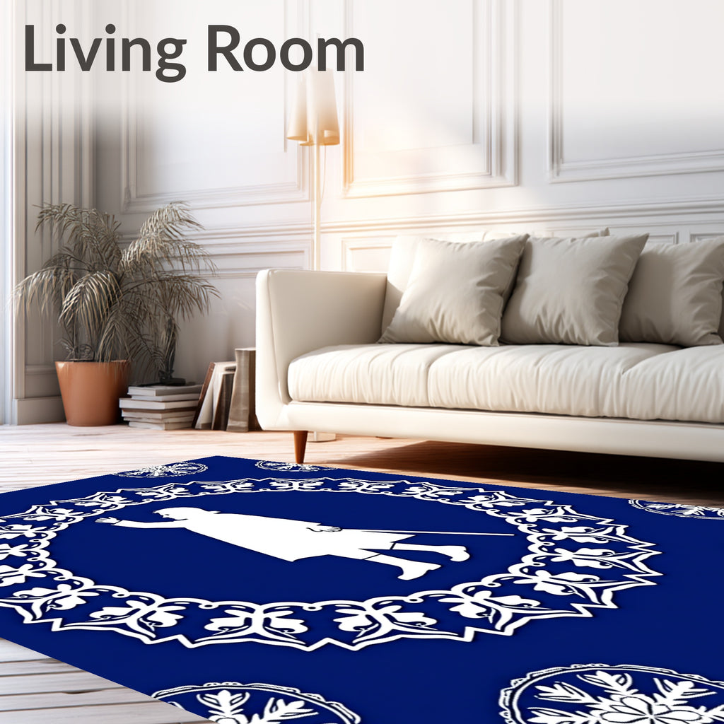 Royal Blue Figure Mandala Rug