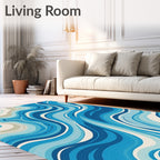 Aquamarine Swirl Fluid Abstract Rug