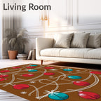 Red Teal Ornament Garland Background Rug