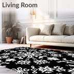Monochromatic White Snowflake Abstraction Rug