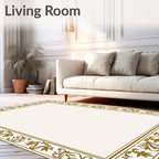 Elegant Gold Leaf Vine Border Rug