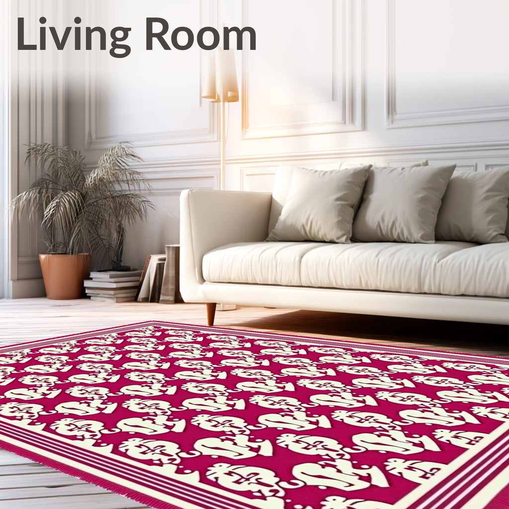 Crimson Cream Ornate Scroll Rug