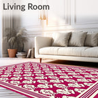 Crimson Cream Ornate Scroll Rug