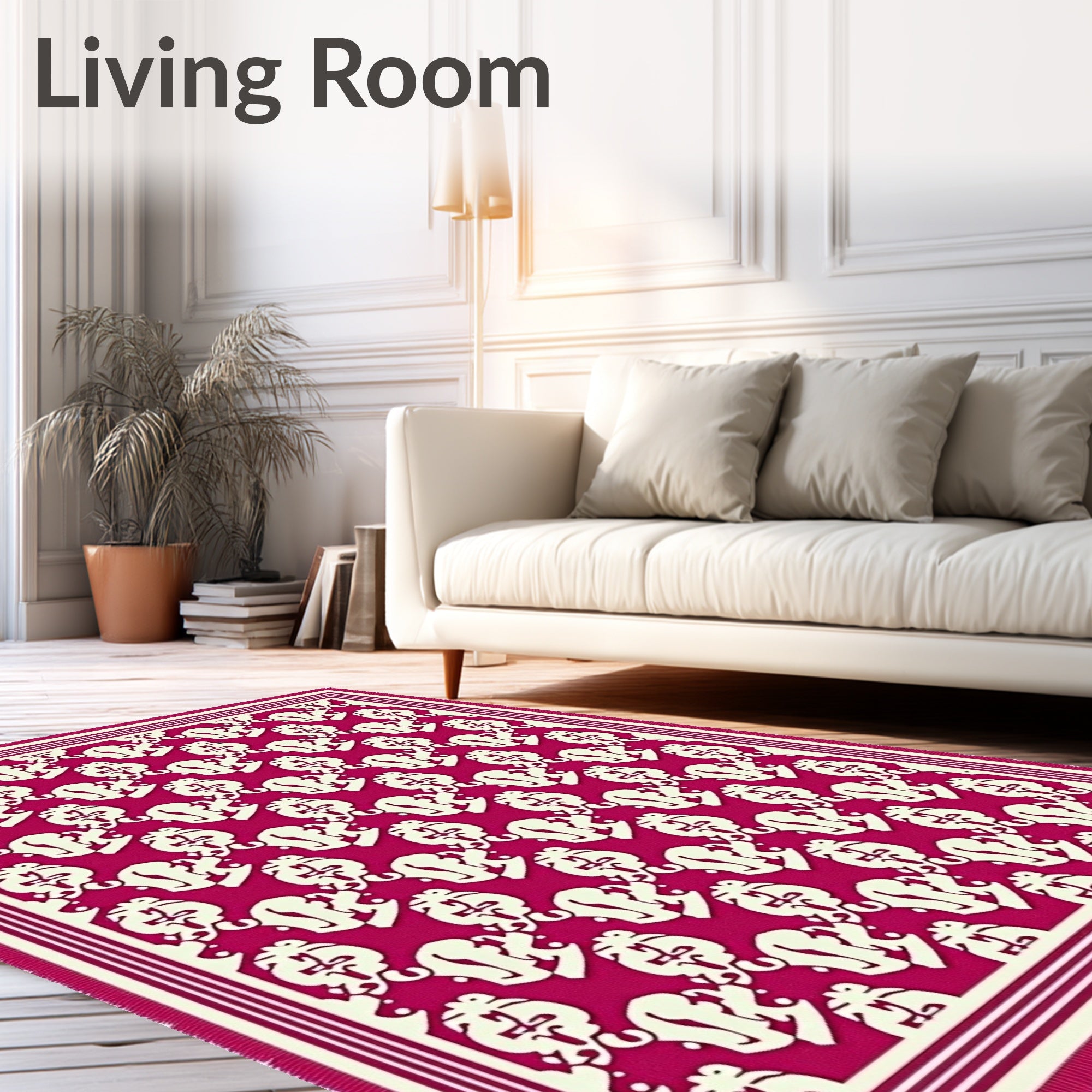 Crimson Cream Ornate Scroll Rug