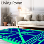 Electric Blue Geometric Starburst Rug