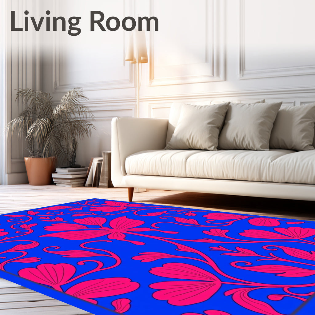 Vibrant Fuchsia Floral Butterfly Vine Rug