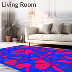 Vibrant Fuchsia Floral Butterfly Vine Rug
