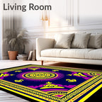 Vibrant Yellow Purple Sunburst Rug