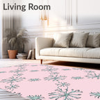 Pale Pink Seafoam Botanical Lattice Rug