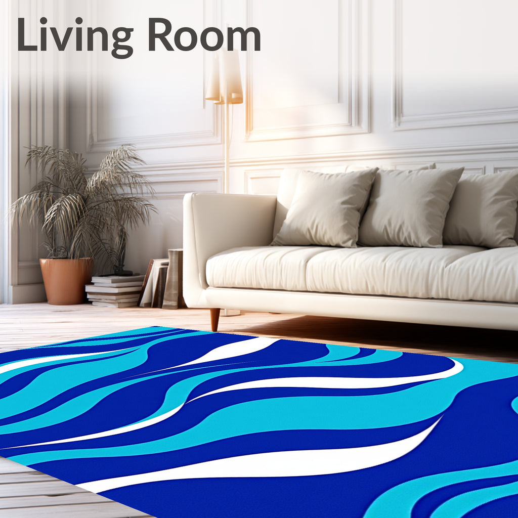 Deep Blue Ocean Wave Rug
