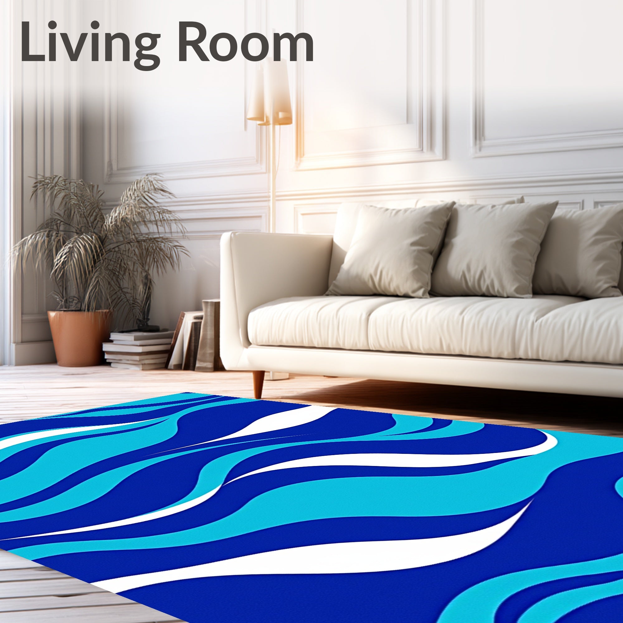 Deep Blue Ocean Wave Rug