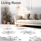 Gray Floral Snowflake Mandala Rug