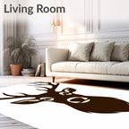 Rich Brown Antlered Deer Silhouette Rug
