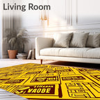 Yellow And Burgundy Graphic Blocks Rug