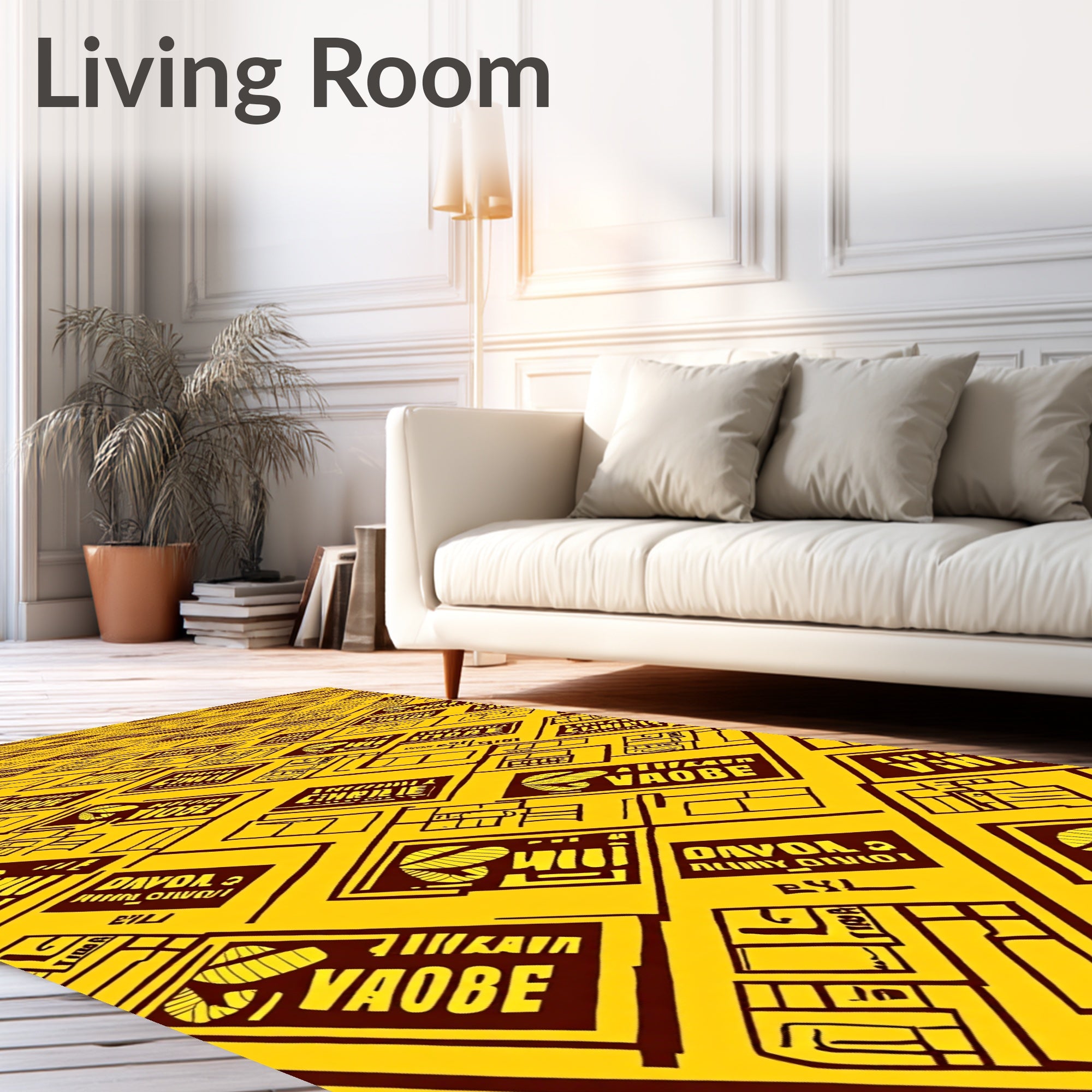 Yellow And Burgundy Graphic Blocks Rug