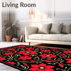 Crimson Floral Vine Garden Rug
