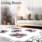 Whimsical Pink Eye Medallion Border Rug